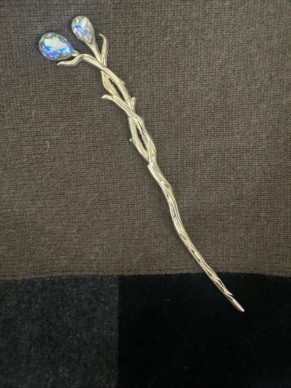 Y2k Style Silver Elven Branch AB Crystal Hair Pin NWT